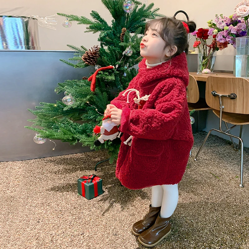 女童外套加绒冬款女宝宝儿童新年红色过年喜庆拜年服-YGG