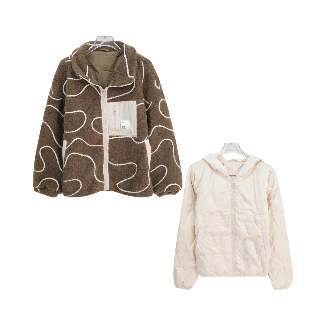 卷卷毛明线装饰设计感小众口袋羽绒服U102