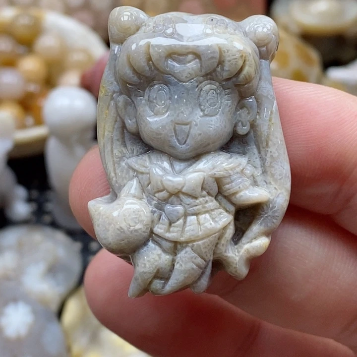 硅化珊瑚（珊瑚玉）颈饰未镶嵌小吊坠