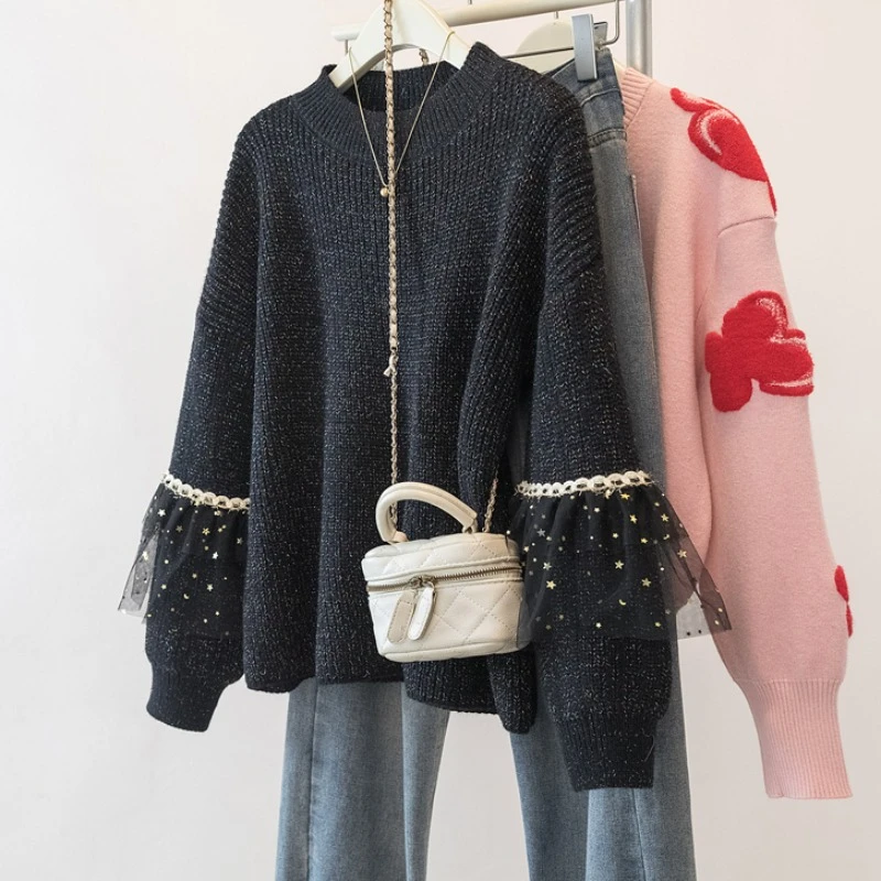 设计感时尚洋气内搭毛衣女冬季新款微胖妹妹宽松显瘦百搭针织上衣