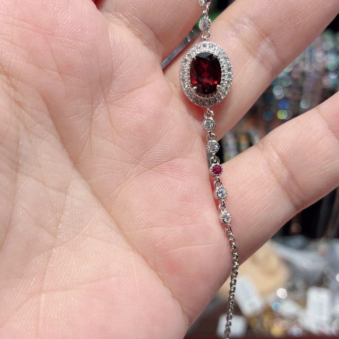 手链银S925镶嵌石榴石
