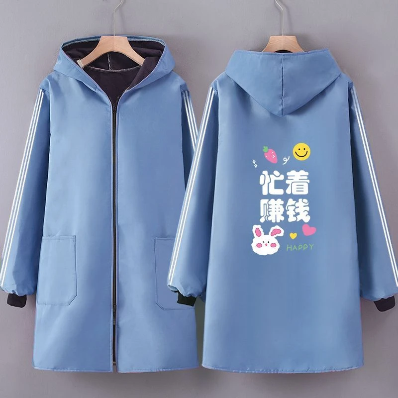 成人防水加绒罩衣长袖工作服外穿大褂男女款家用厨房做饭围裙冬季