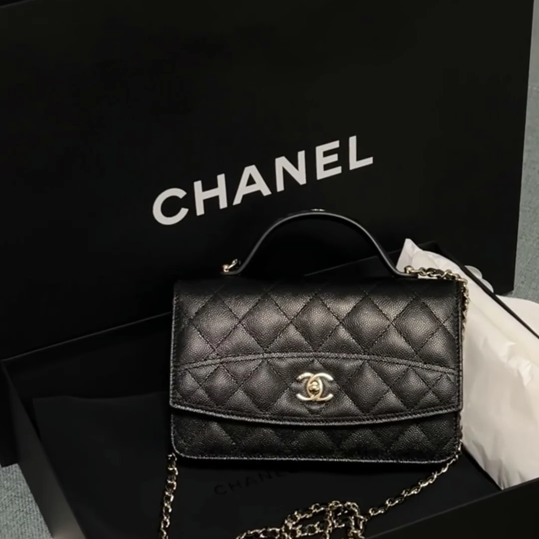 全新未使用 Chanel/香奈儿 青奢荟/黑色25Cwoc单肩斜挎包/64317