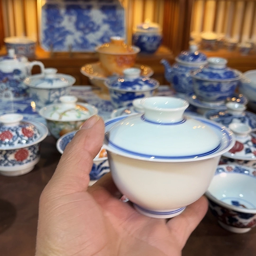 錡镇堂手工手绘盖碗