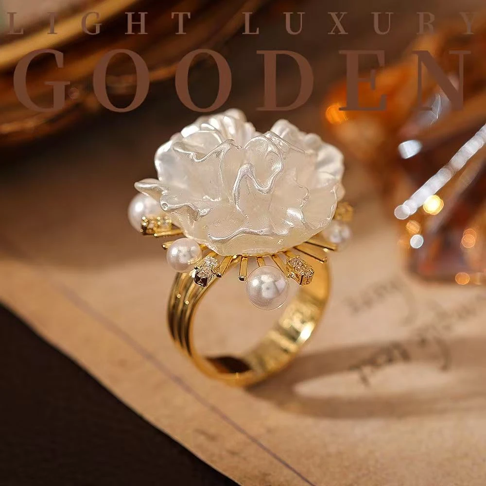 铜合金戒指 Gooden岛家【出水芙蓉】高级感春夏气质花朵开口戒指