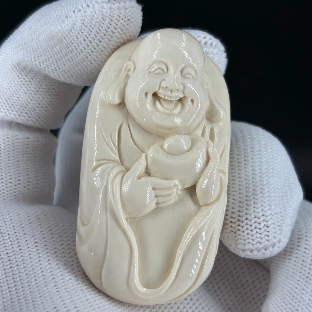丰骨「猛犸象牙·弥勒」手工雕刻弥勒 冰料三无全品30mm-A08