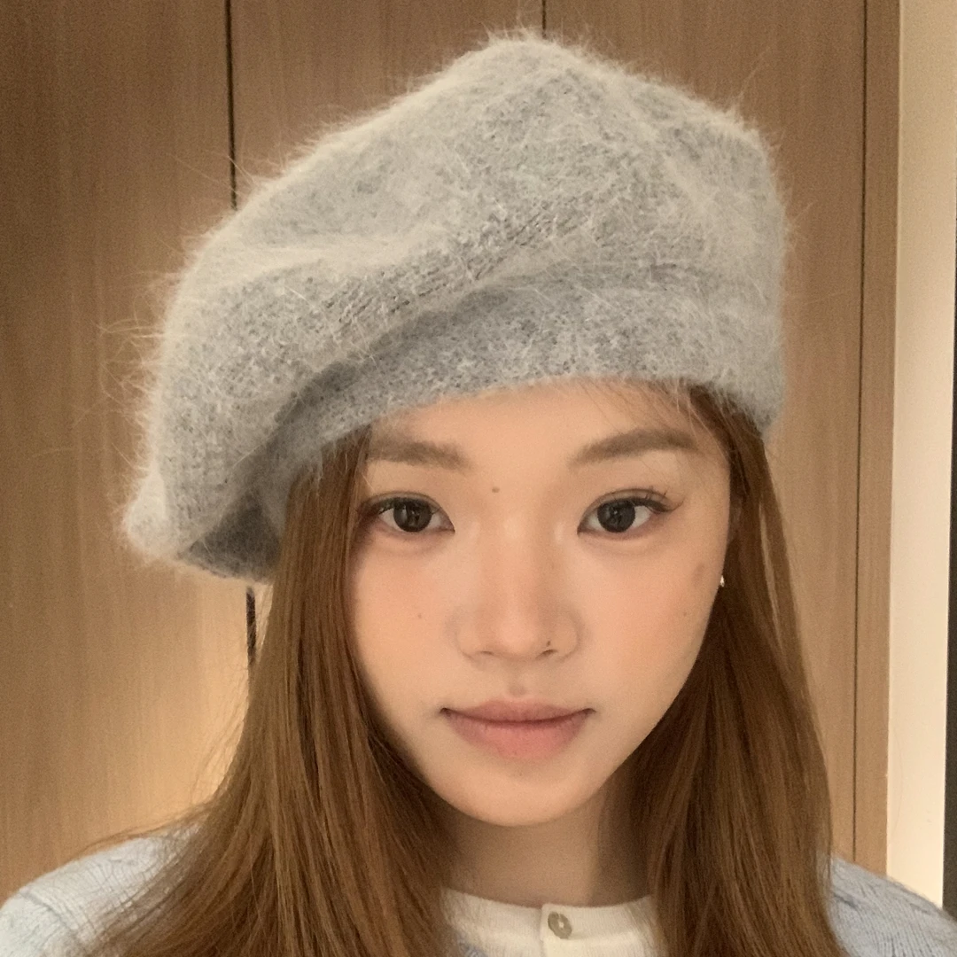 兔毛混纺贝雷帽秋冬氛围感帽子