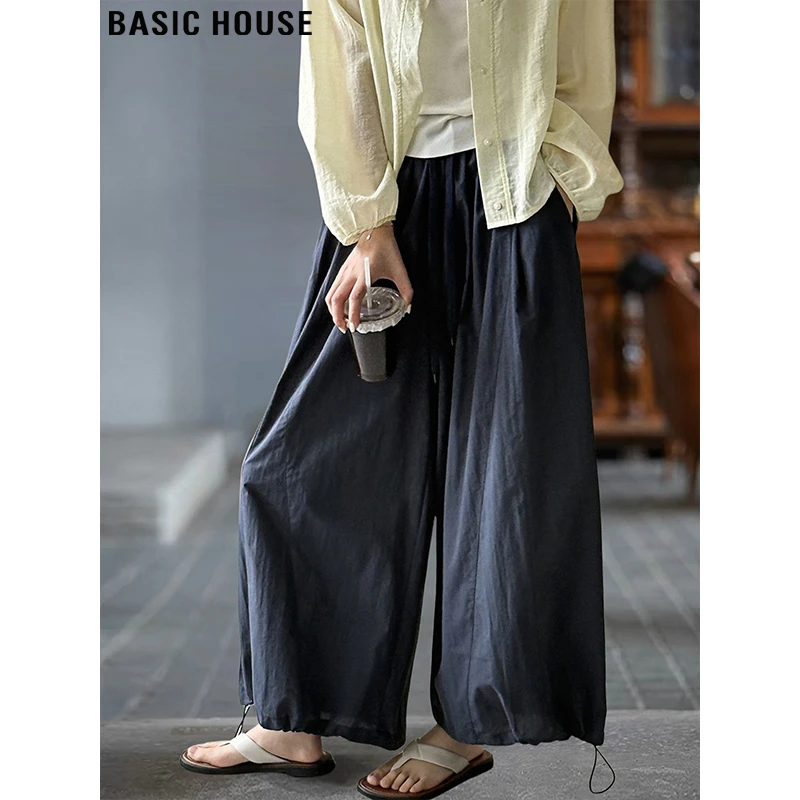 Basic House/百家好慵懒松弛宽松阔腿山本裤女早秋新款束脚灯笼裤