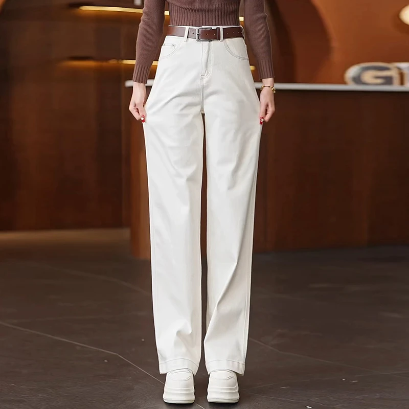 复古窄版阔腿牛仔裤女2025春秋新款高腰显瘦宽松小个子休闲直筒裤