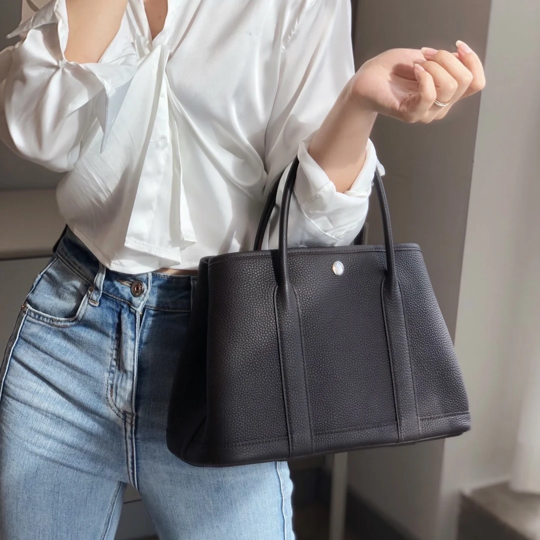 95新 Hermes/爱马仕 7姐专场/乌木色 花园 36 手提包