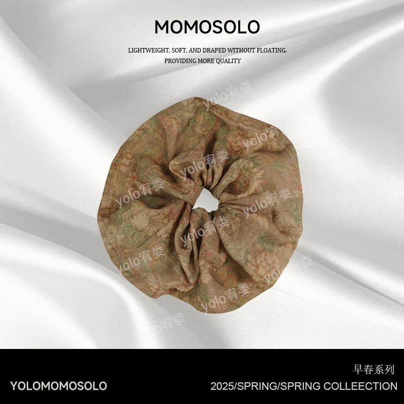 •墨染黄昏•侘寂风提花中古马尾扎气质百搭时尚简约绝美发圈YM1289