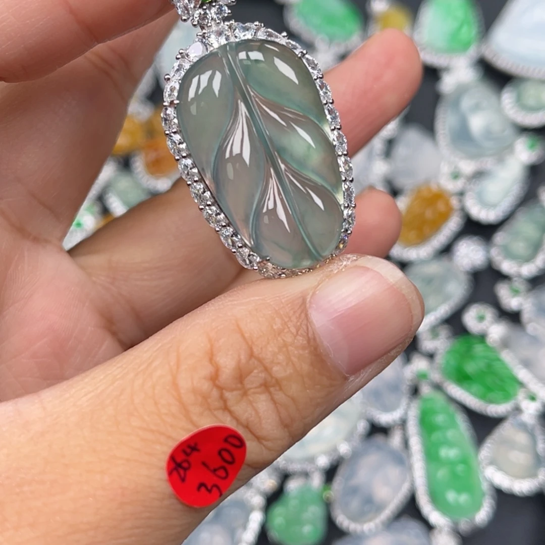 翡翠银S925镶嵌吊坠(不含链)