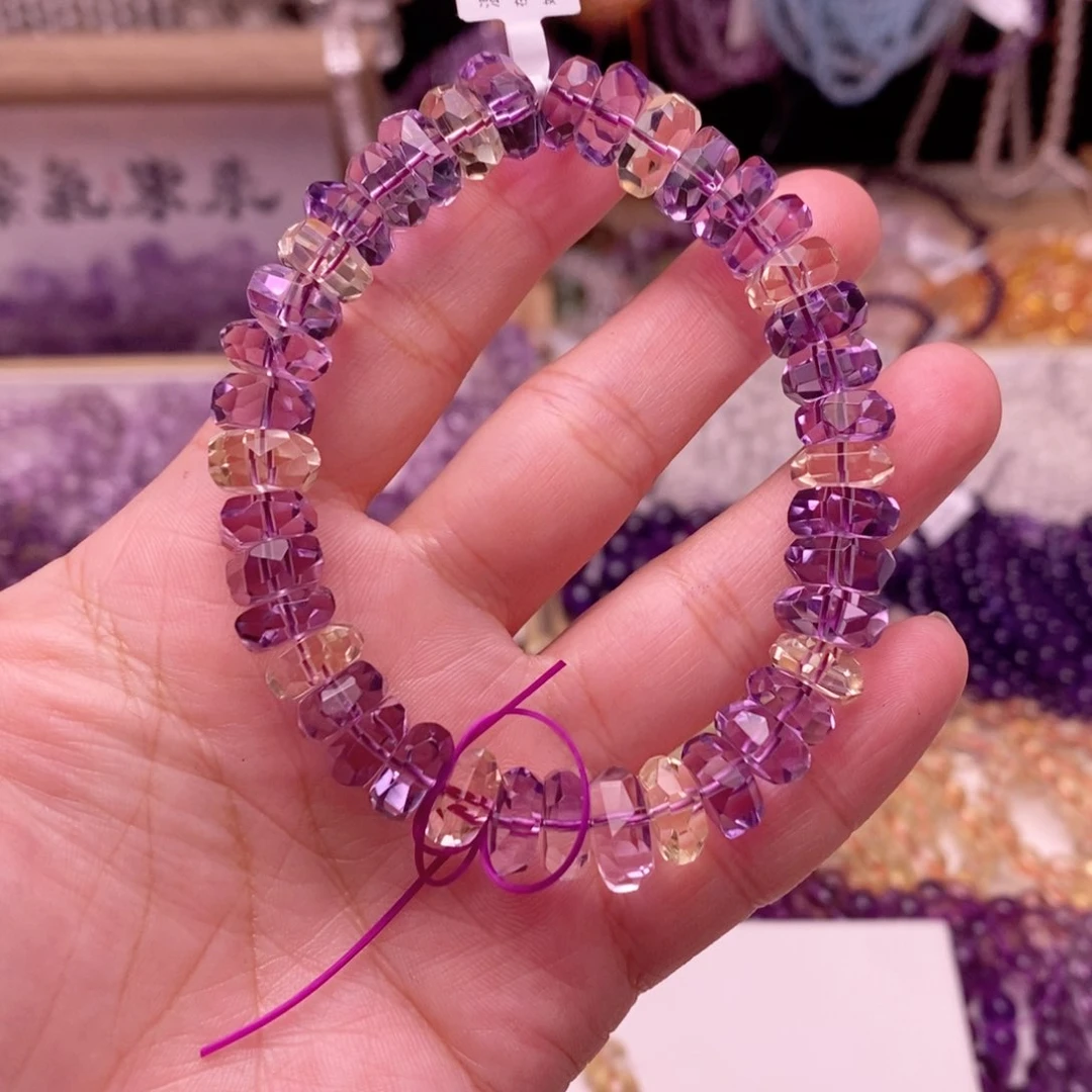水晶手链未镶嵌?****?紫水黄水晶刻面