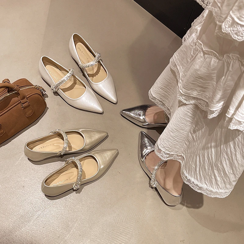 单鞋百搭粗跟高跟平底尖头浅口中跟时尚夏季玛丽珍法式包头低跟