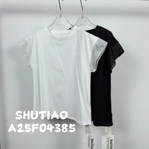 【SHUTIAO】2025夏季：新款小众设计款T恤A25F04385