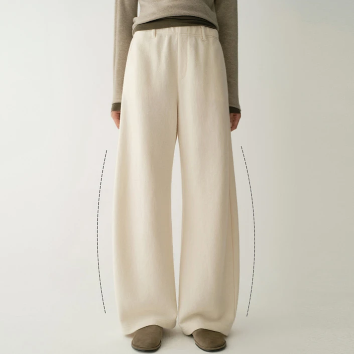 【100%绵羊毛】强缩全毛弯刀裤超级厚2025冬季保暖宽松显瘦