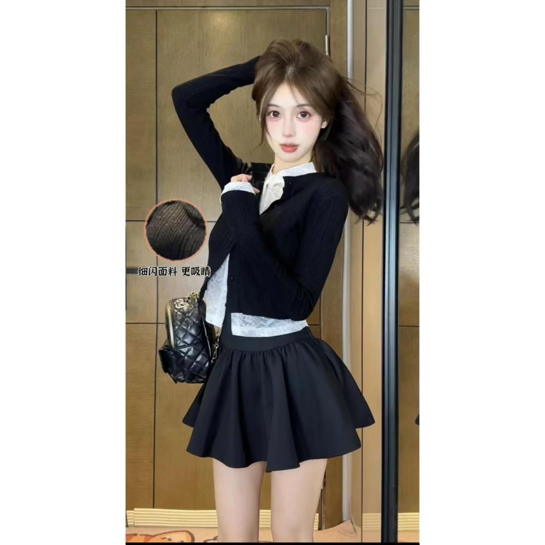 【XIAOBAWANG】美式小众别致绝美气氛感富家千金学院风三件套W