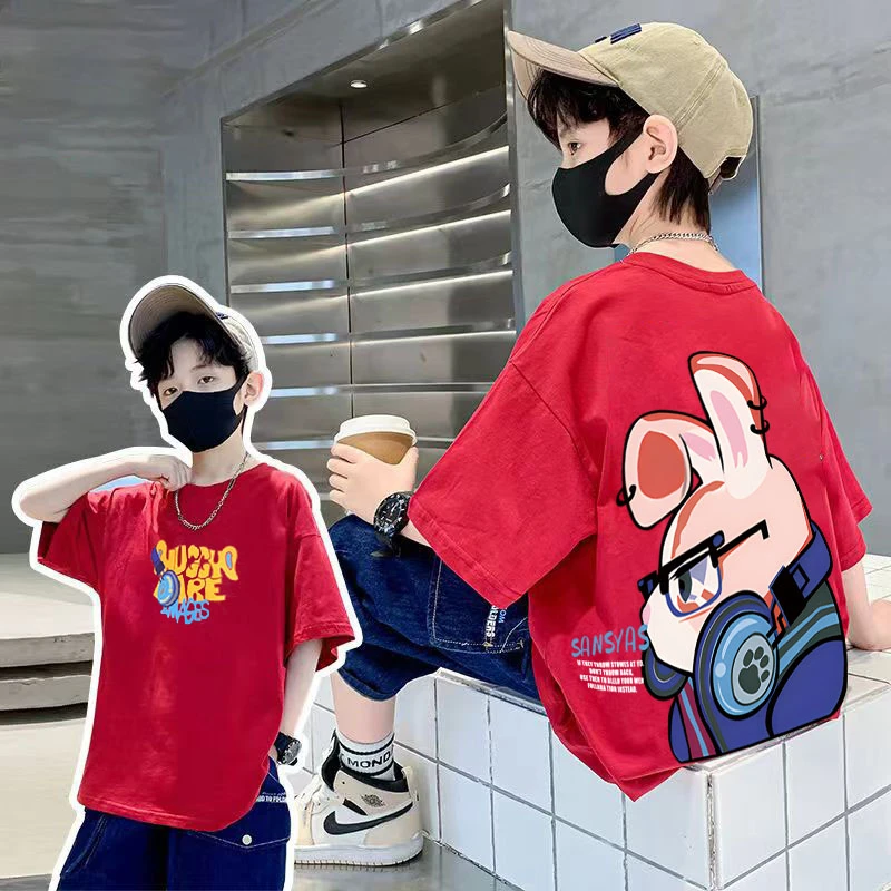 儿童装男童夏装t恤短袖纯棉2025新款男孩夏季炸街半袖上衣韩版潮T