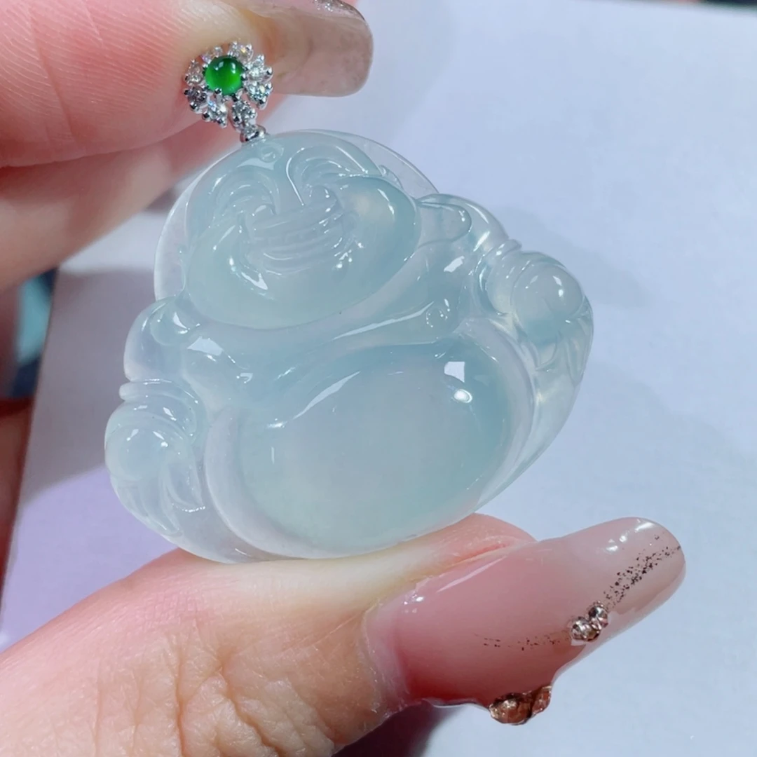 翡翠颈饰18K金镶嵌佛公