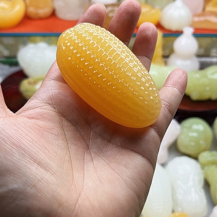 L***基石材玉米手把摆件