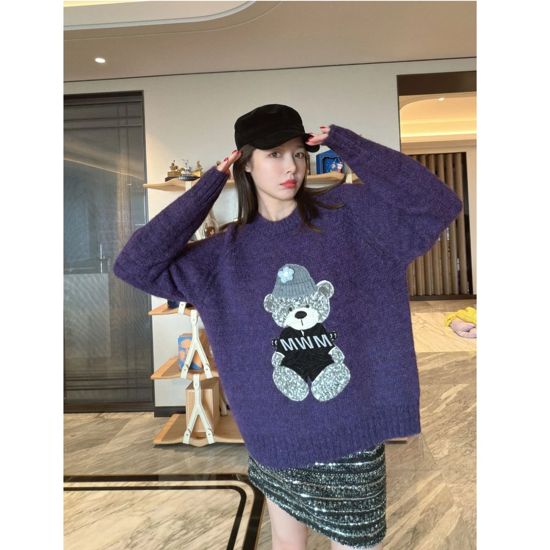 BETTERJOELAY -【紫雾奇遇】羊毛时尚百搭女圆领套头毛衣休闲LL6690