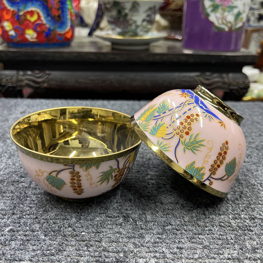 金包瓷葡萄纹压手杯口杯主人杯
