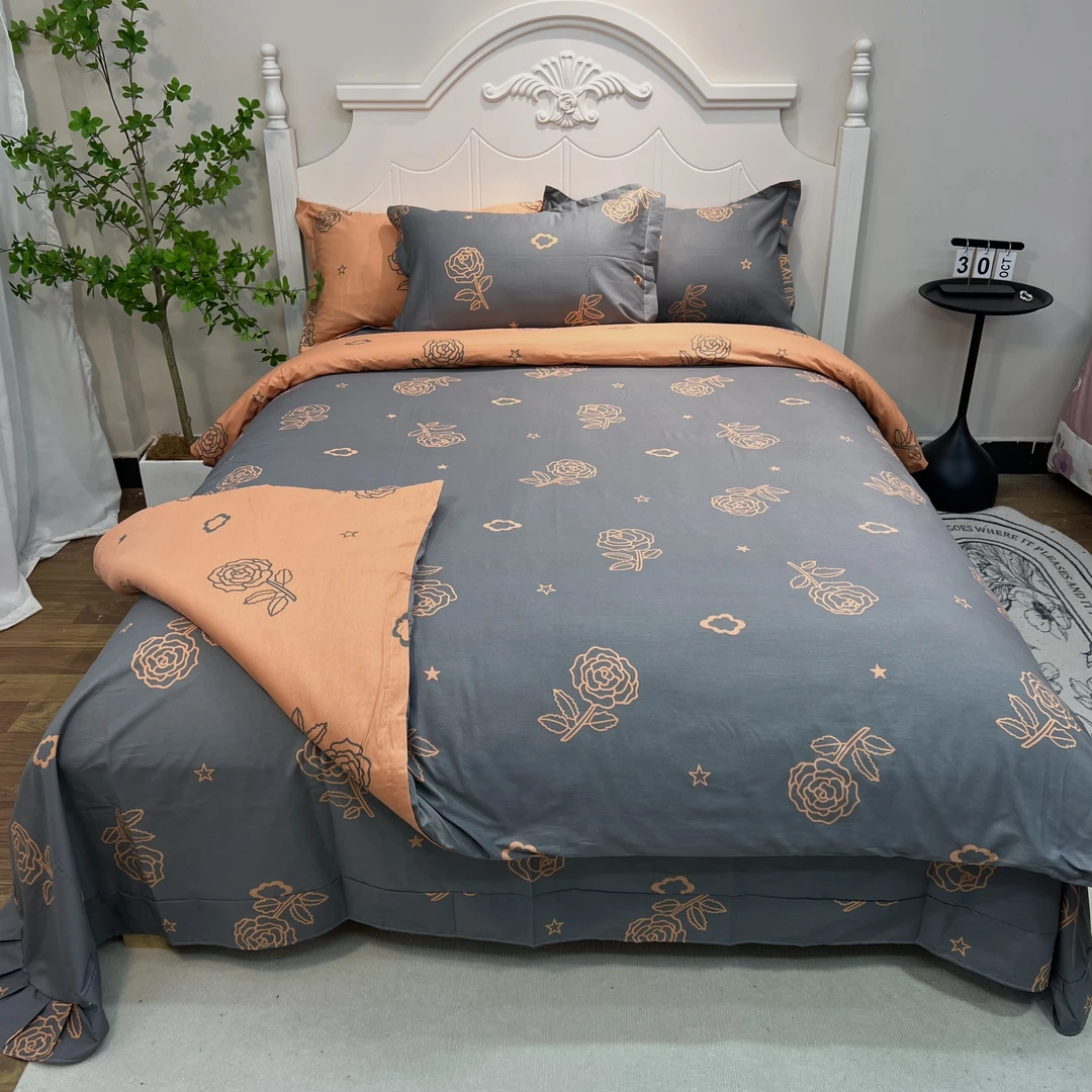 【织绣阁】100%纯棉全棉斜纹棉四件套透气被套被单床品纯棉被印花