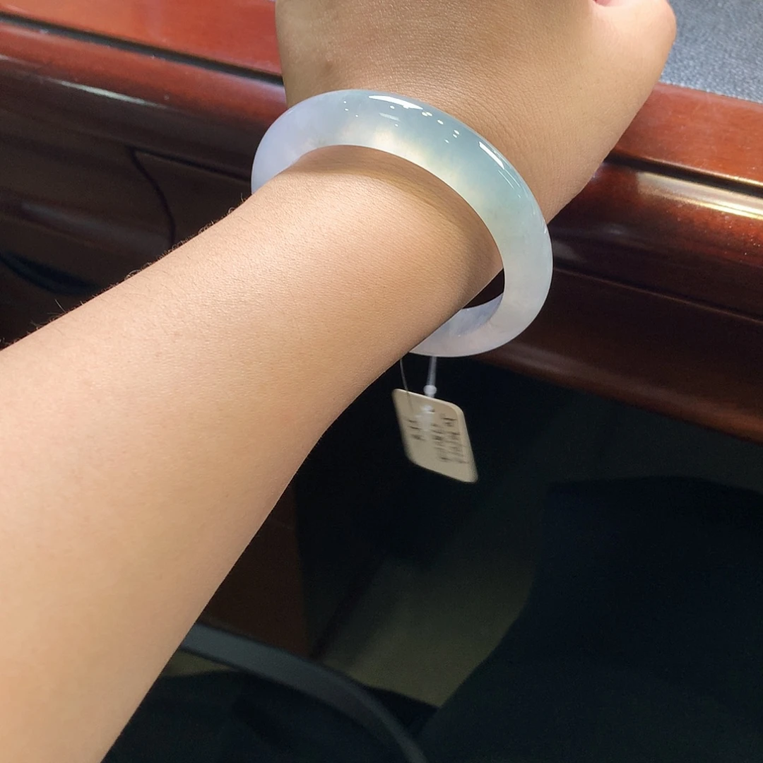 翡翠未镶嵌手镯冰双彩起光正装
