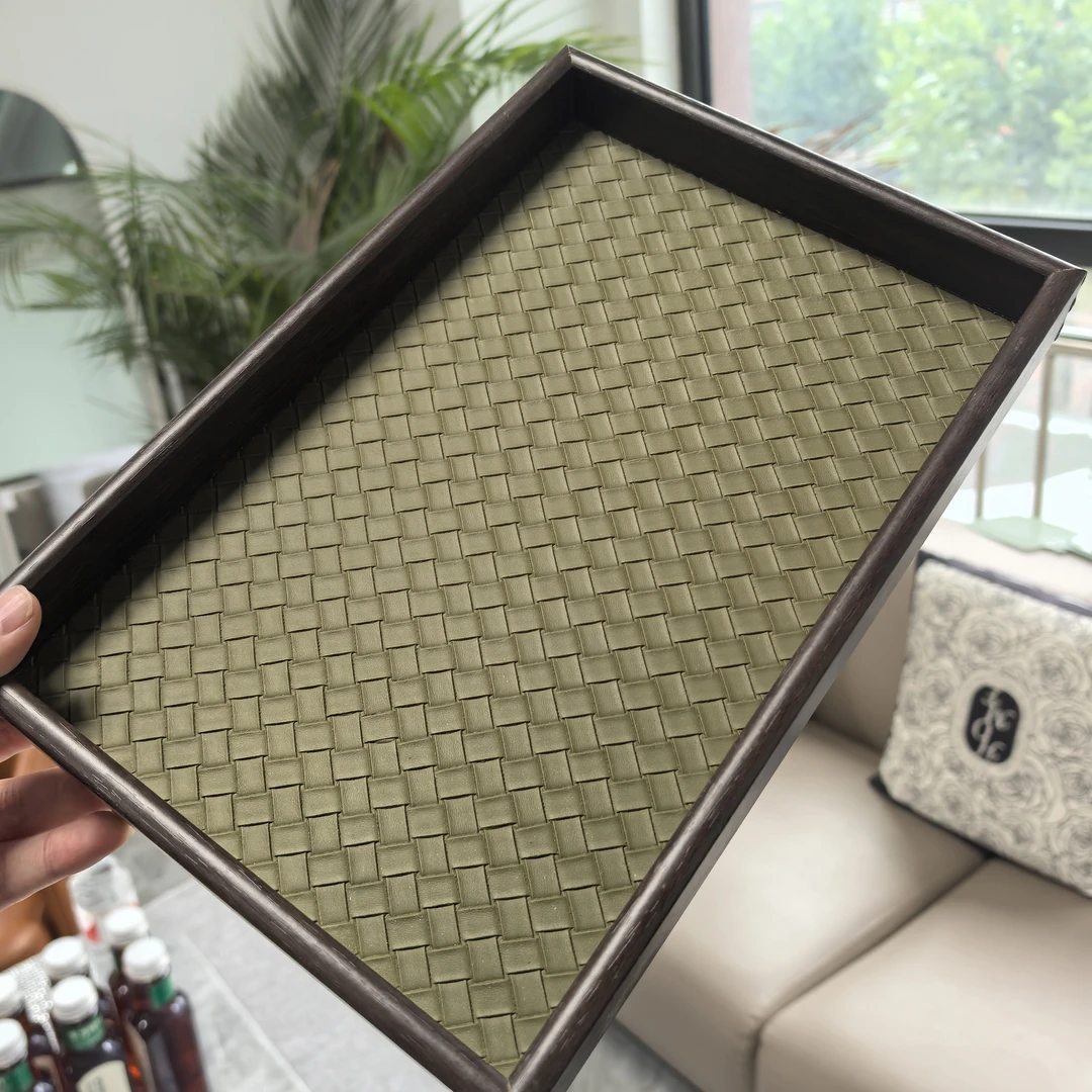 高档木质托盘创意简约酒店浴室摆件轻奢家用卧室大号加厚商用日式