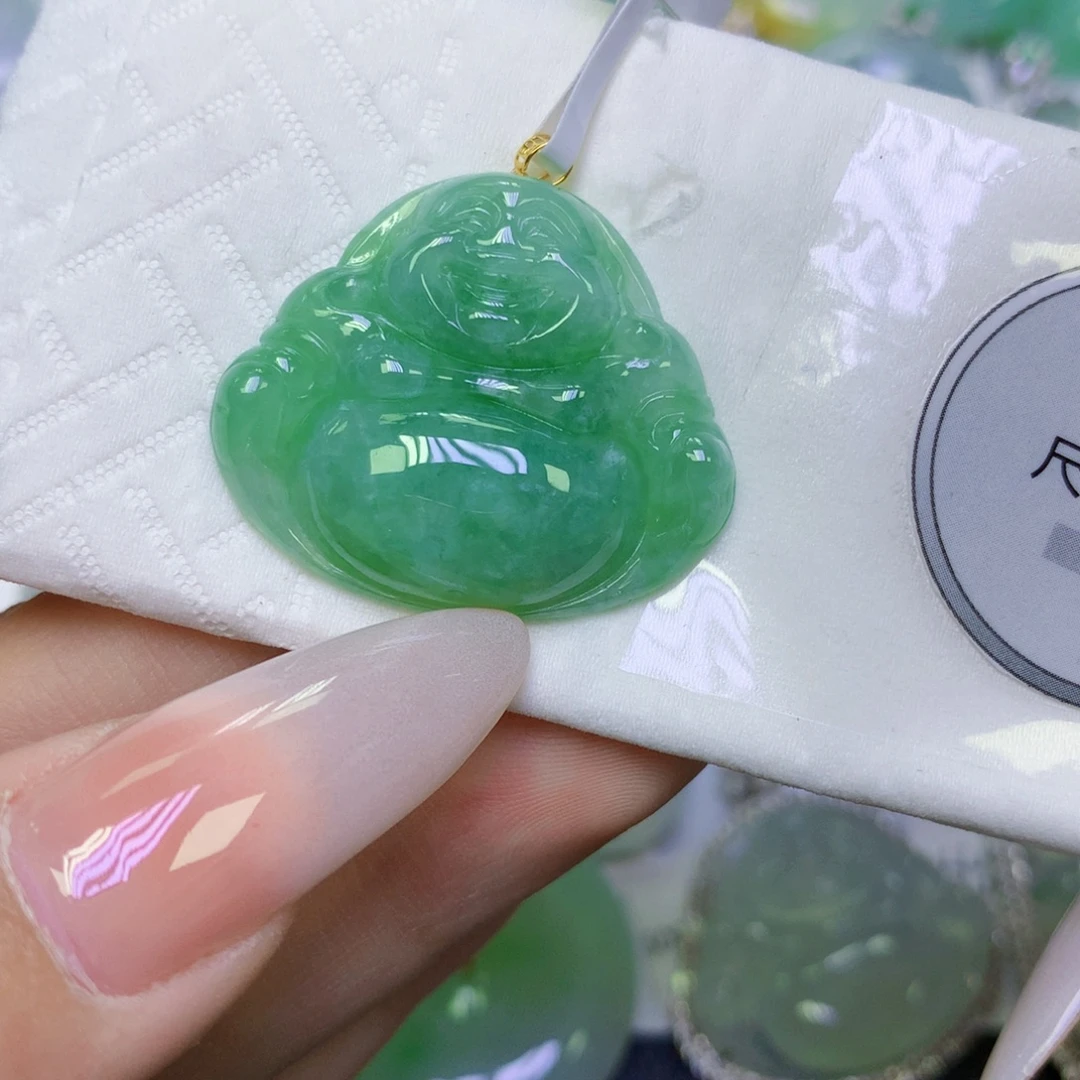 翡翠18K金镶嵌颈饰天然缅甸翡翠a货百元以上9元证书费自理