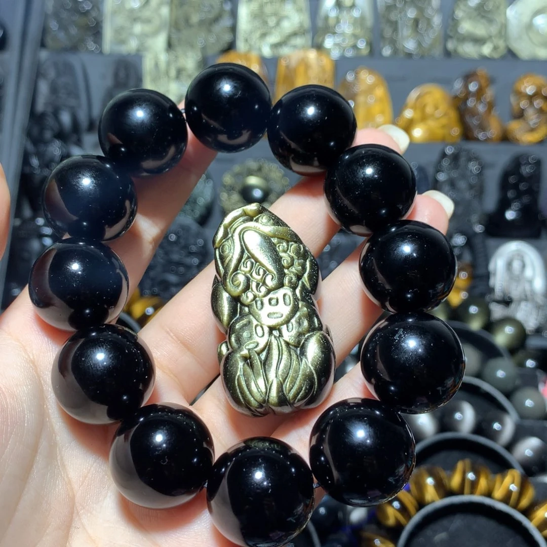 未镶嵌黑曜岩手链@*何