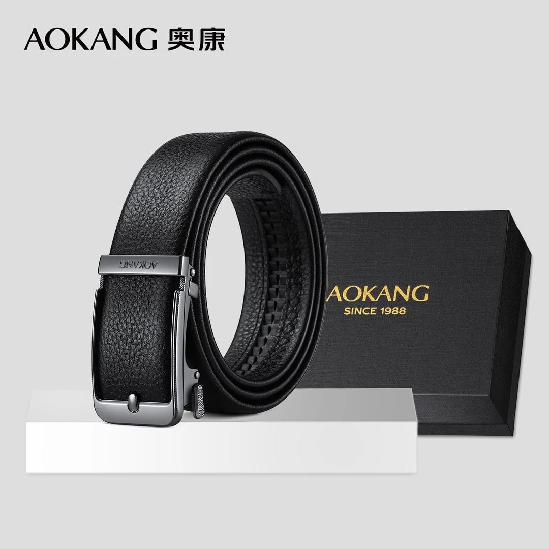 Aokang/奥康皮带男款内扣不露尾内穿式百搭时尚潮流真牛皮裤腰带