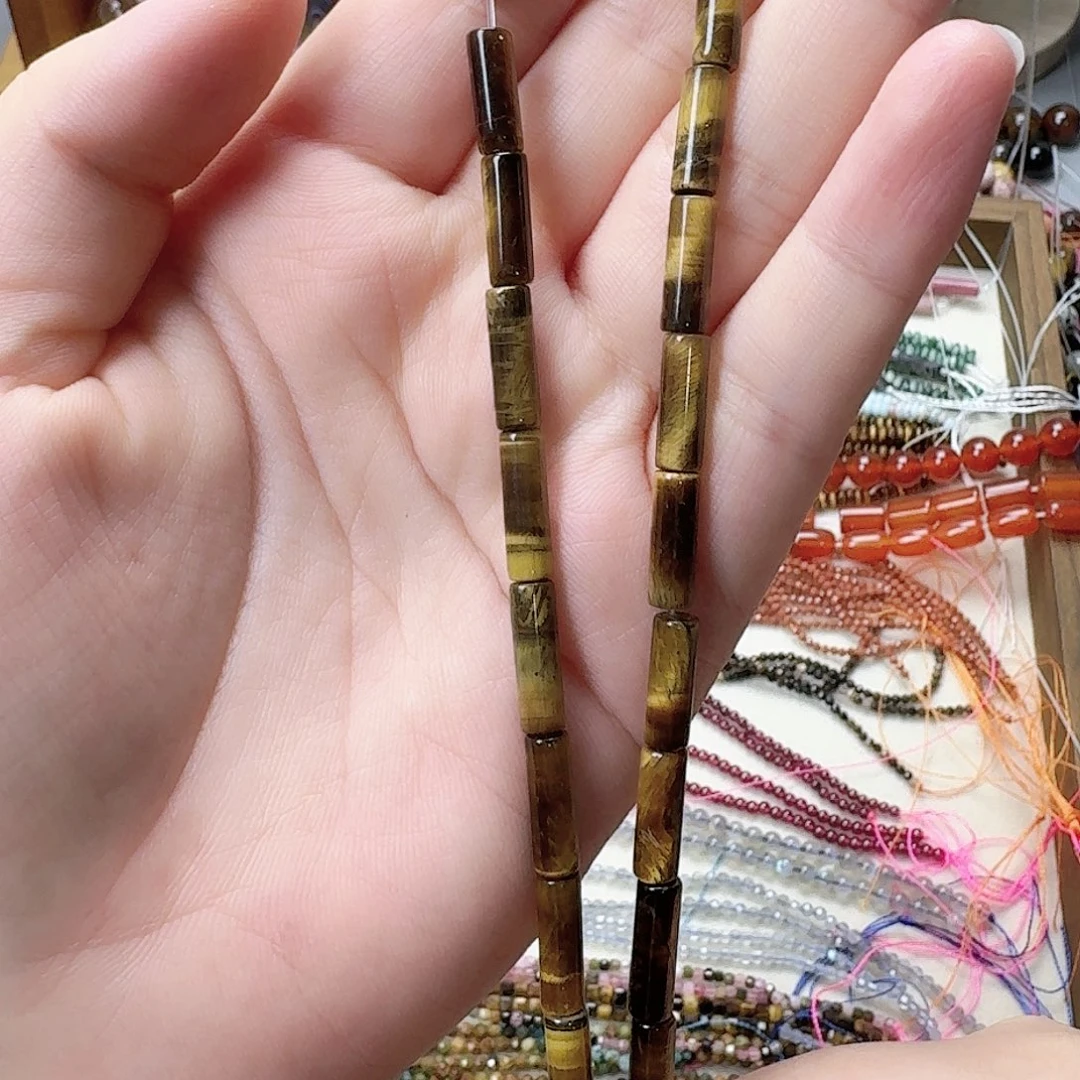 未镶嵌玛瑙/玉髓珠宝半成品虎眼卡4圆管一条