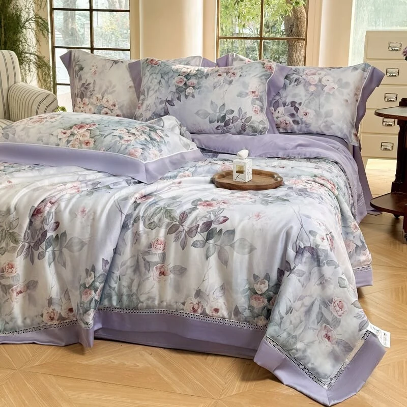 奥地利LF级100S兰精天丝镂空数码印花夏被空调被夏凉被凉感透气床