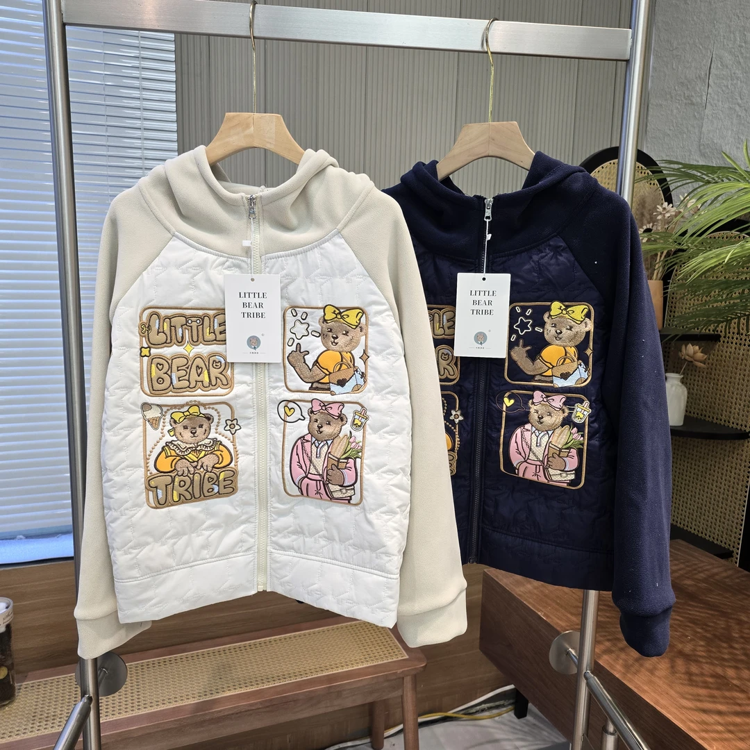 镶嵌刺绣 加厚小熊部落【黑金】棒球服外套 加厚宽松冬季 刺绣6706