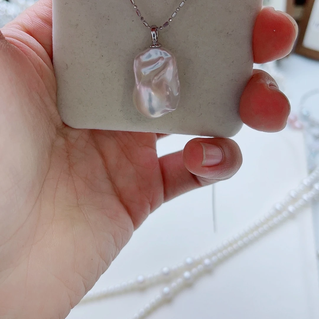 银S925镶嵌吊坠(不含链)淡水珍珠