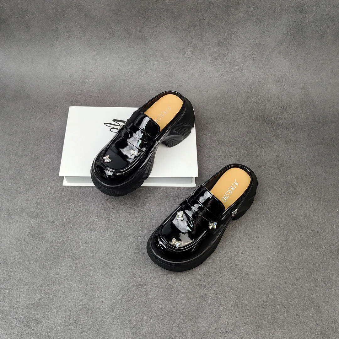 2025春夏厚底休闲百搭小众圆头气质时尚包头真皮乐福拖-11352