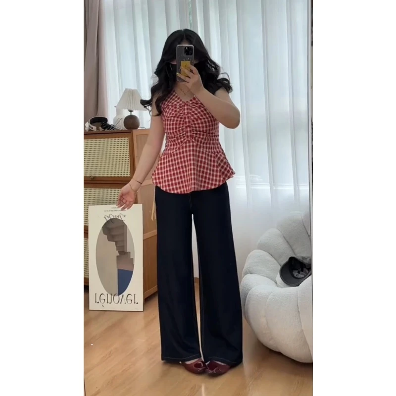 韩嘟集【秋季上新】2025大码美式丹宁蓝洋气牛仔裤女胖mm显瘦