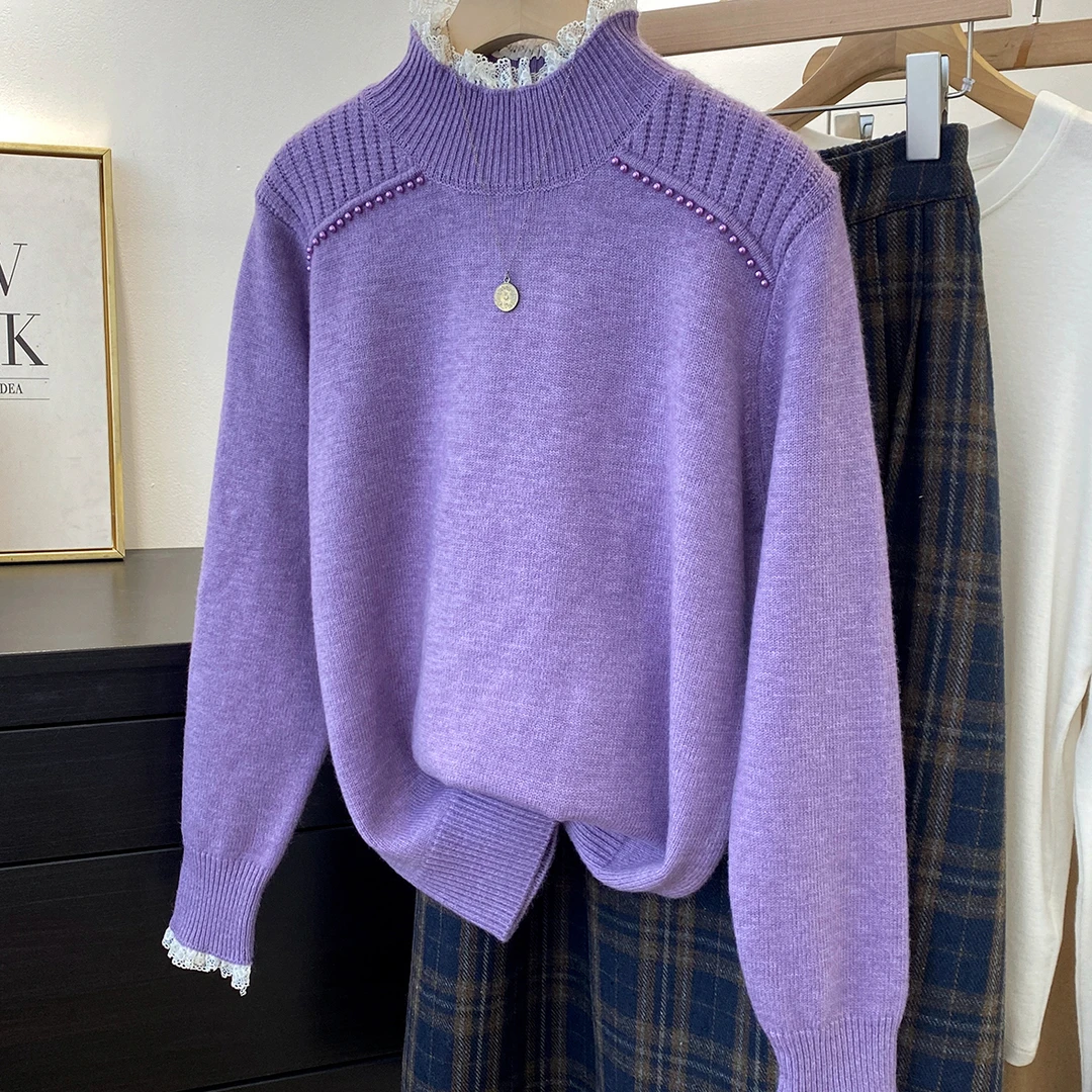 5089气质百搭毛衣针织开衫女新款外搭洋气上衣针织纯色