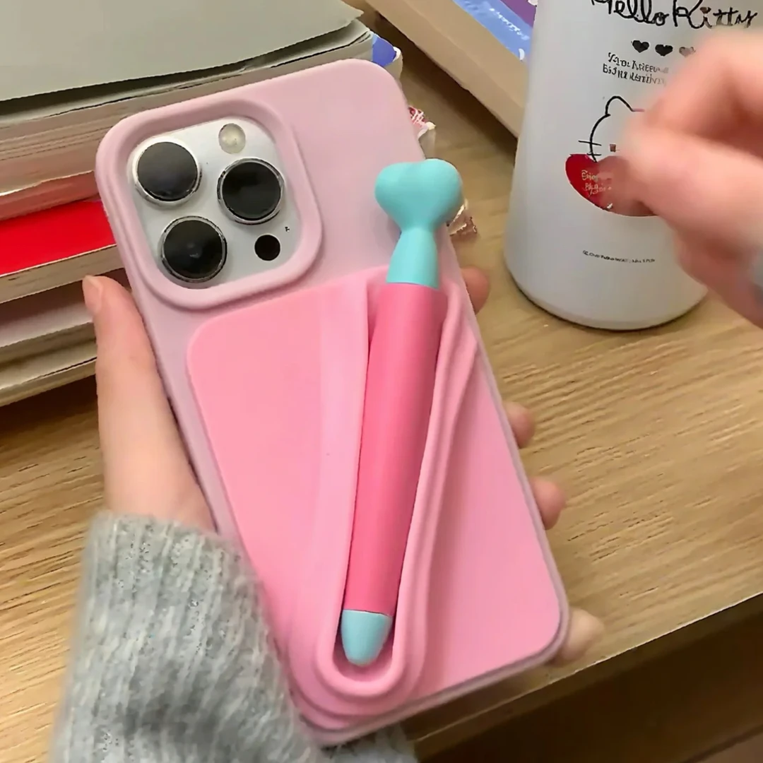 小红薯爆款触屏笔手机壳支架海莉同款背面粘贴懒人支架硅胶