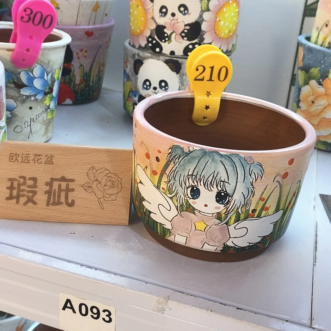 紫砂花盆红陶手绘花盆