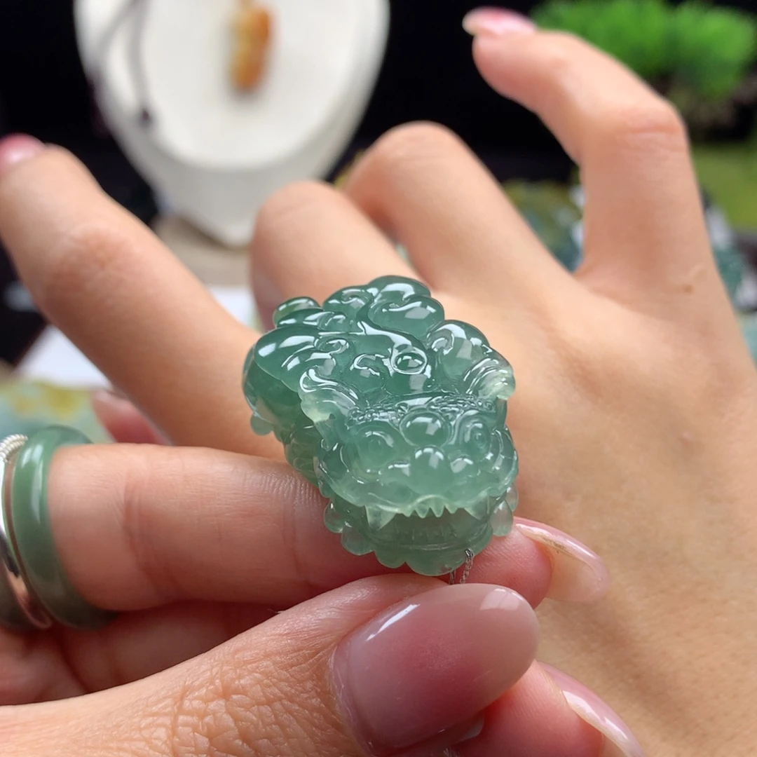 翡翠未镶嵌颈饰A39 高冰湖水含珠翡翠貔貅