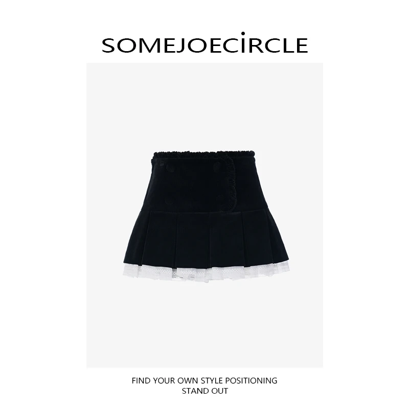 SOMEJOECIRCLE【绣花半裙】25秋新款时尚木耳边腰头装饰半身裙Z7279