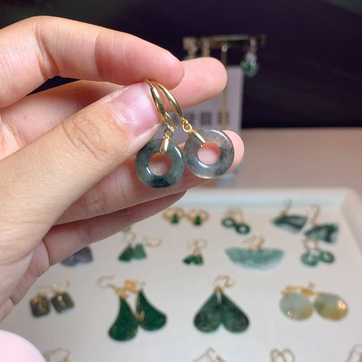 翡翠银S925镶嵌耳坠耳饰