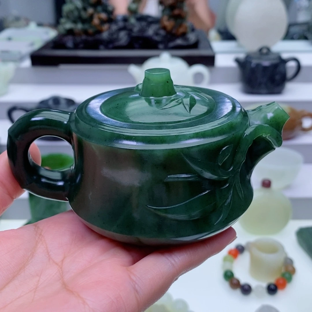 和田玉未镶嵌挂件四*春茶壶