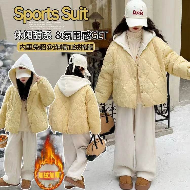 女童棉服外套2025新款女童冬季洋气时髦女孩大童加厚棉衣棉袄冬装