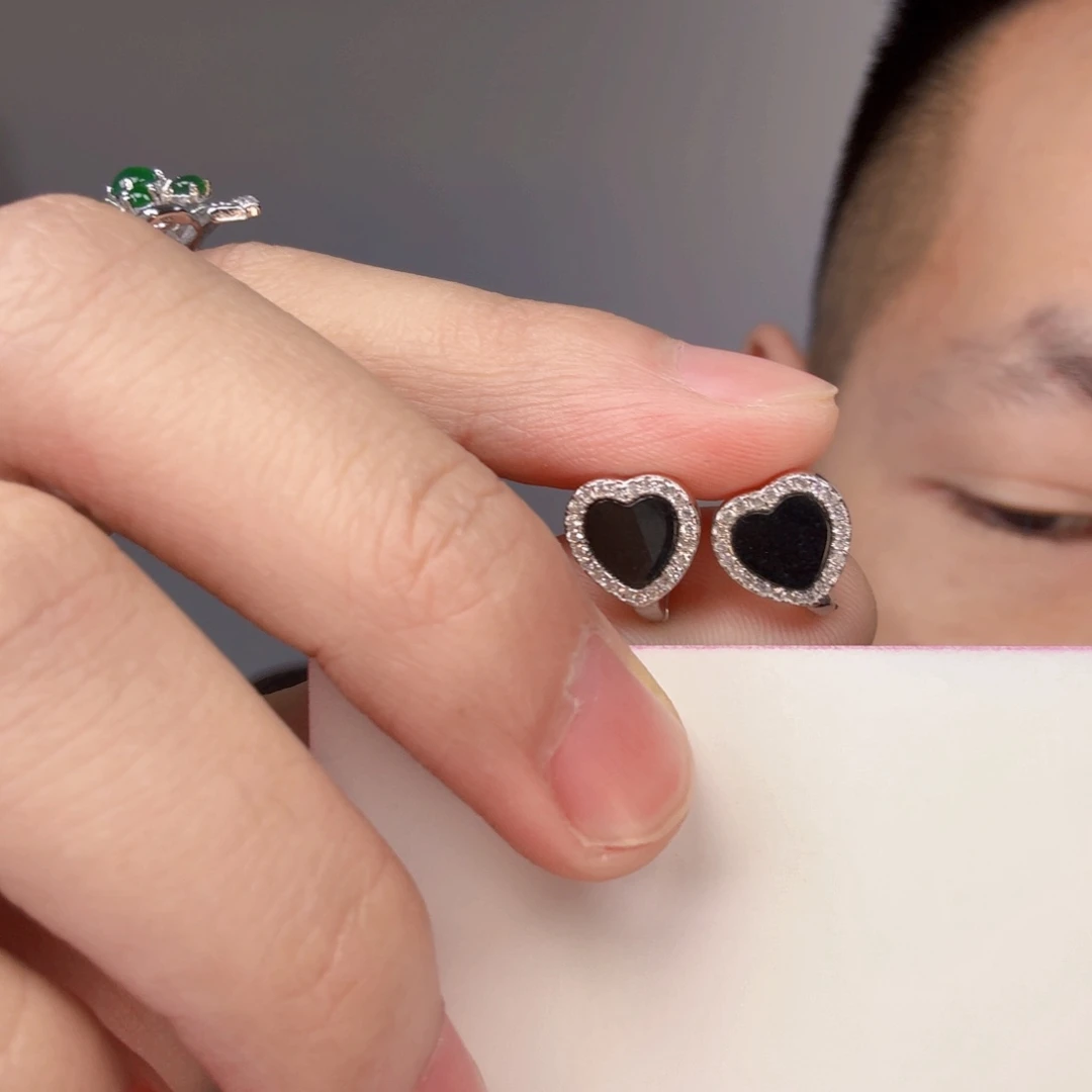 翡翠颈饰银S925镶嵌一对