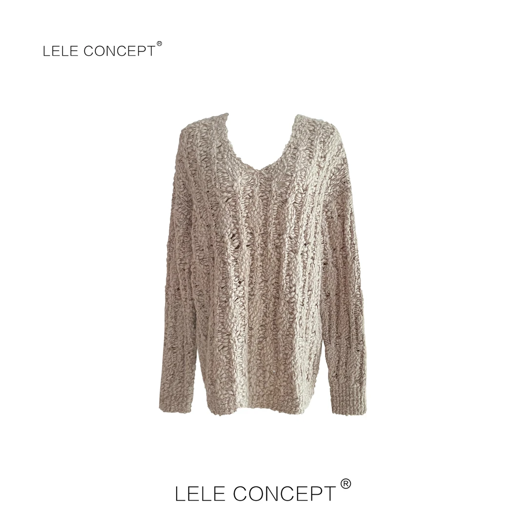 LELE CONCEPT | 【美超】时尚简约设计感V领毛衣S1128