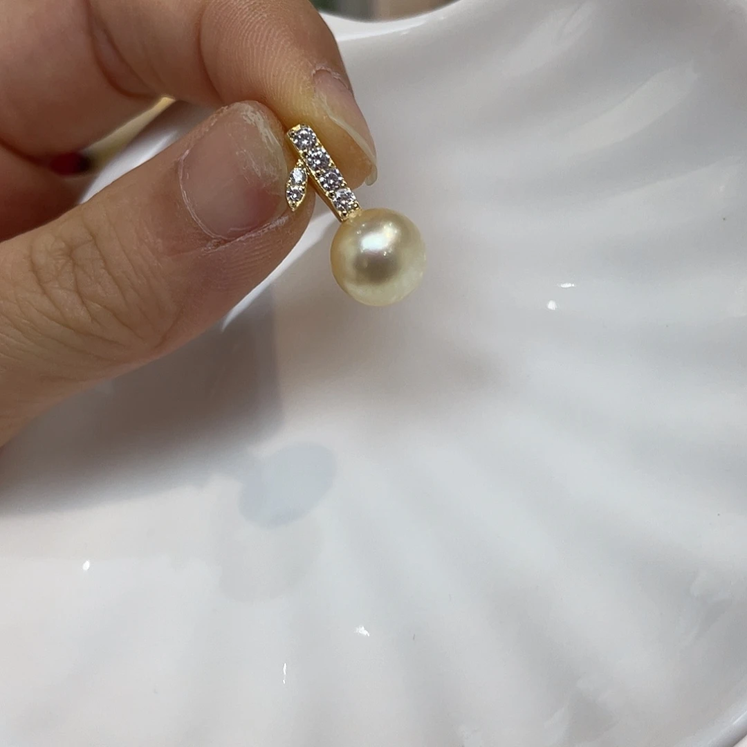 吊坠(不含链)银S925镶嵌海水珍珠