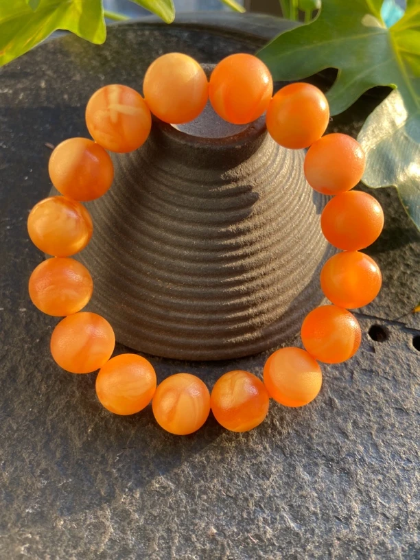 天然波罗的海原矿磨砂妖孽蜜糖蜜蜡手串